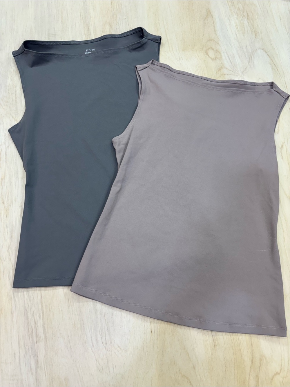 Sleeveless Tank Top - Taupe and Black